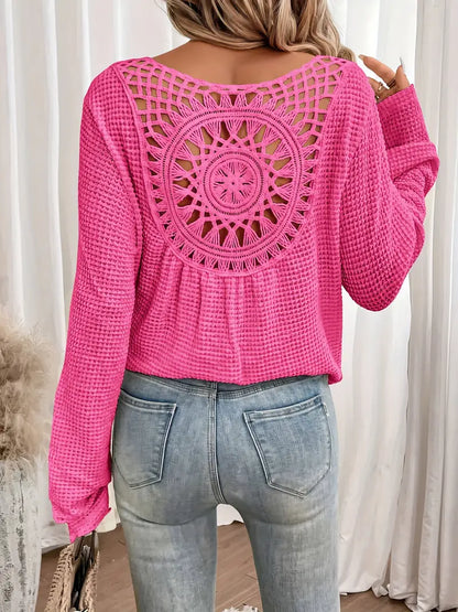 Kennedy | Wafelgebreide Blouse Met Gehaakte Rug