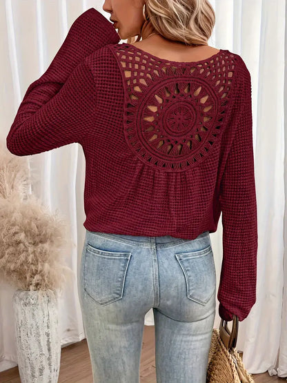 Kennedy | Wafelgebreide Blouse Met Gehaakte Rug