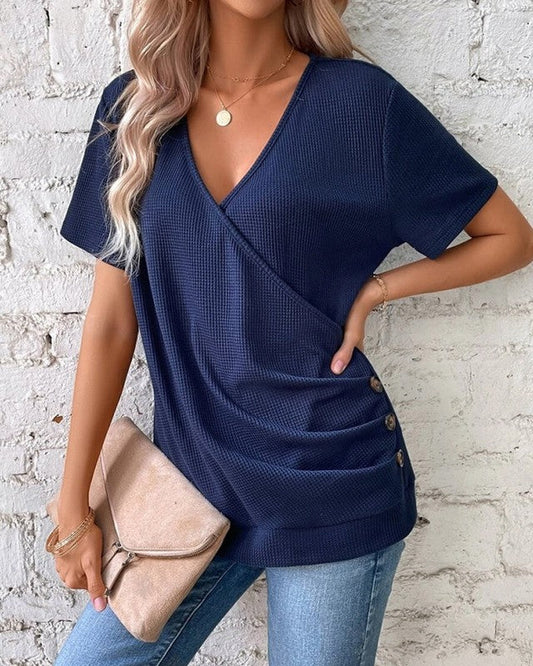 Lydia | Gebreid T-shirt met V-hals