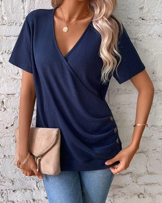 Lydia | Gebreid T-shirt met V-hals