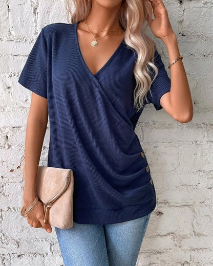 Lydia | Gebreid T-shirt met V-hals