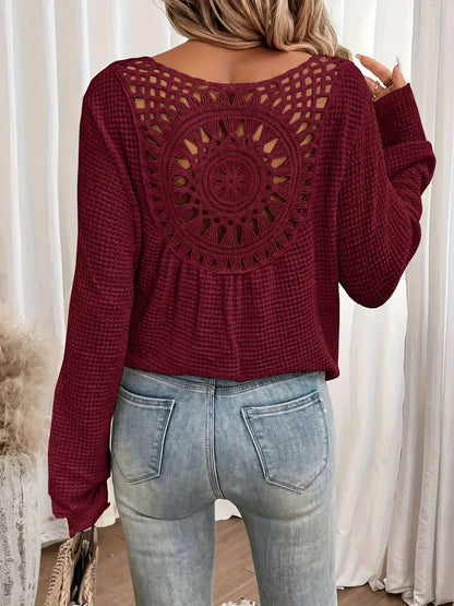 Kennedy | Wafelgebreide Blouse Met Gehaakte Rug