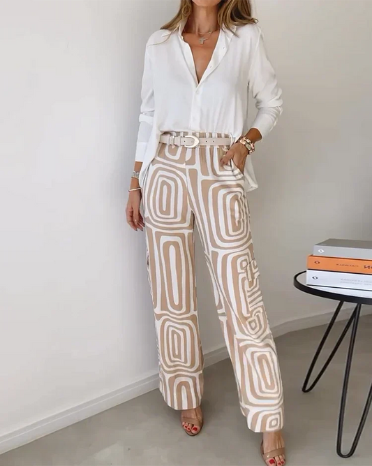 Juniper | Hooggetailleerde broek met geometrisch patroon