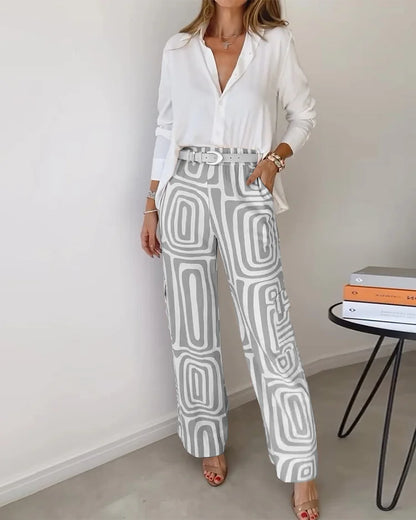 Juniper | Hooggetailleerde broek met geometrisch patroon