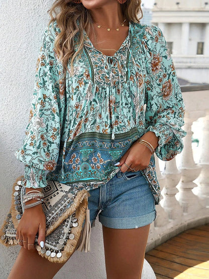 Leila | Gebloemde V-Hals Blouse Dames