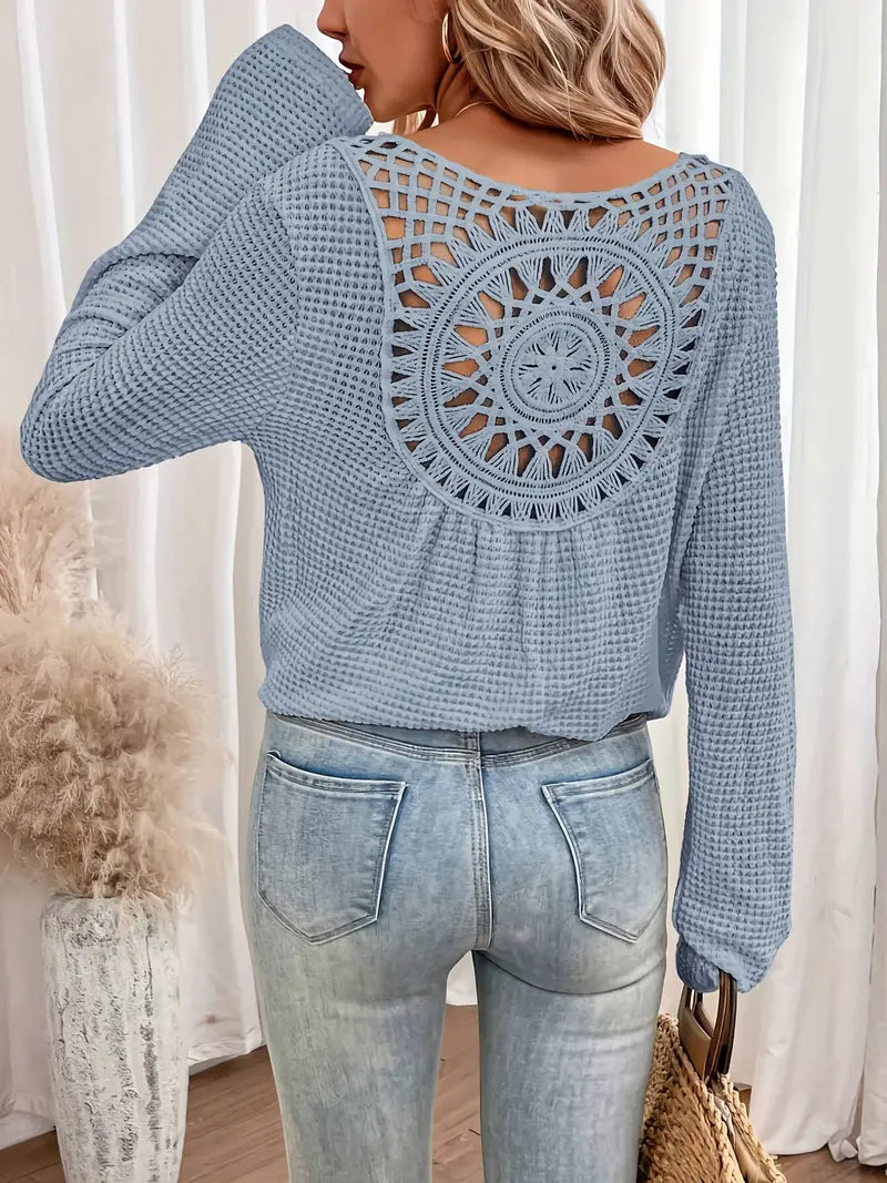 Kennedy | Wafelgebreide Blouse Met Gehaakte Rug
