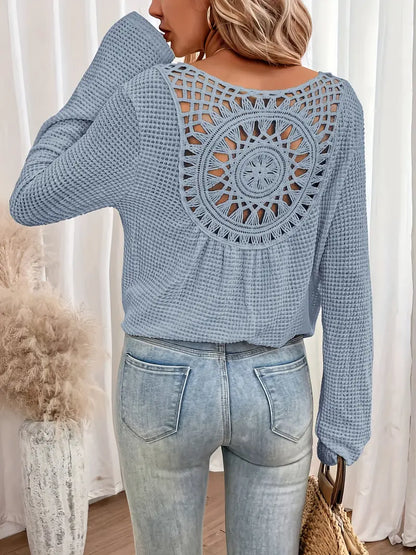 Kennedy | Wafelgebreide Blouse Met Gehaakte Rug