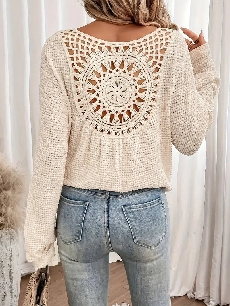 Kennedy | Wafelgebreide Blouse Met Gehaakte Rug