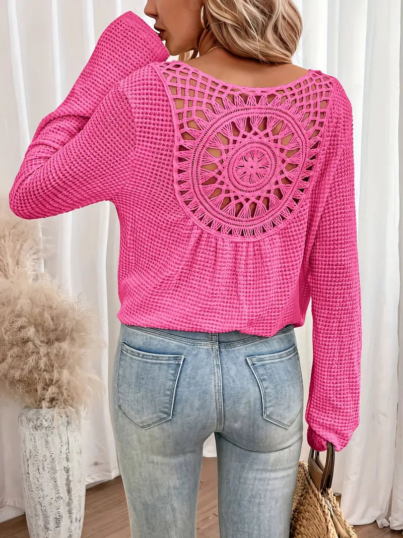 Kennedy | Wafelgebreide Blouse Met Gehaakte Rug