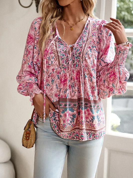 Leila | Gebloemde V-Hals Blouse Dames