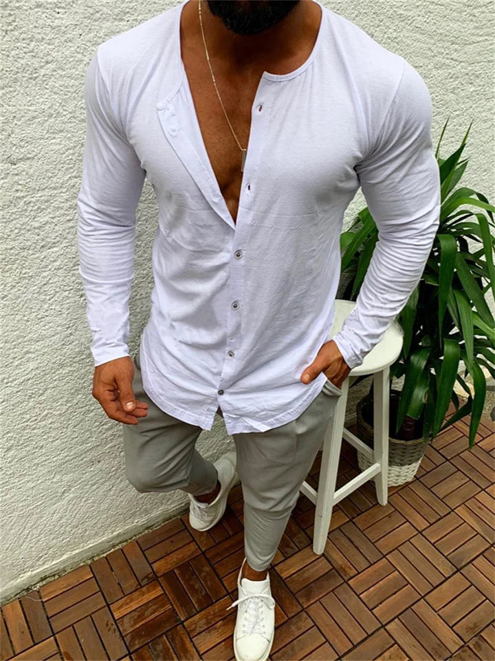 Alex | Slim Fit Overhemd met Lange Mouwen en Knopen