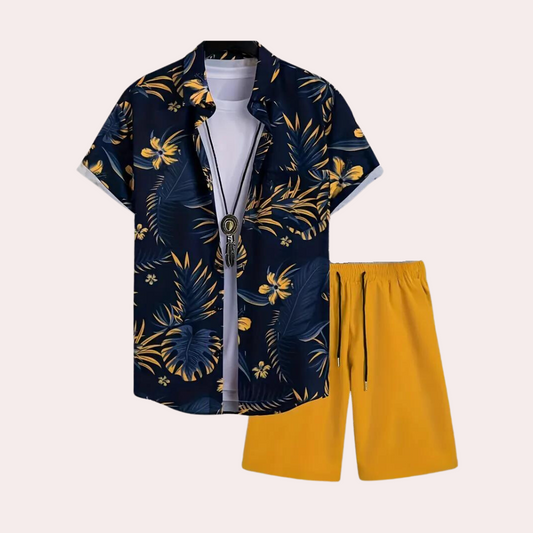 Marcus | Casual Bloemenprint Overhemd En Shorts Set
