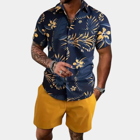 Marcus | Casual Bloemenprint Overhemd En Shorts Set