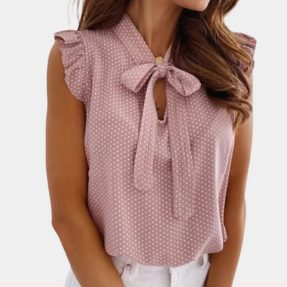 Piper | Mouwloze Blouse Met Strikdetail