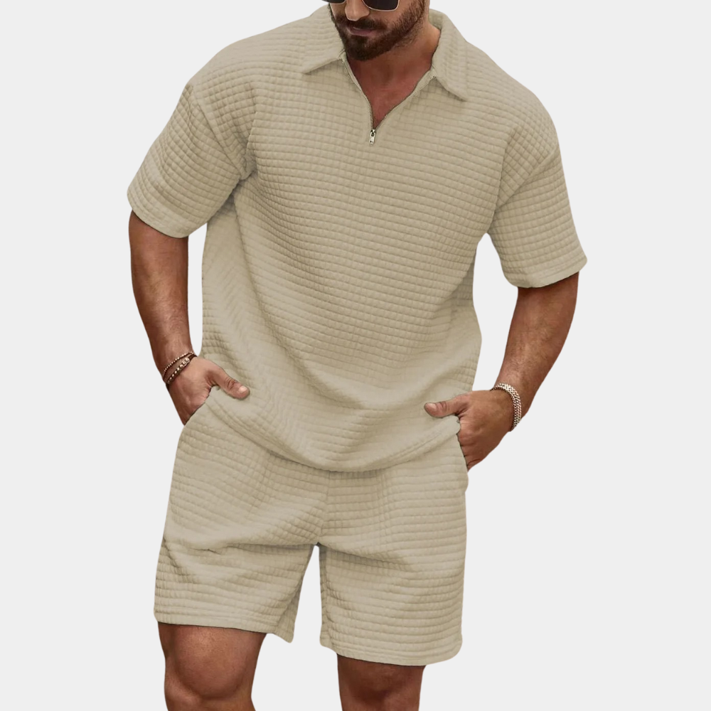 Kevin | Casual Gestructureerde Korte Set