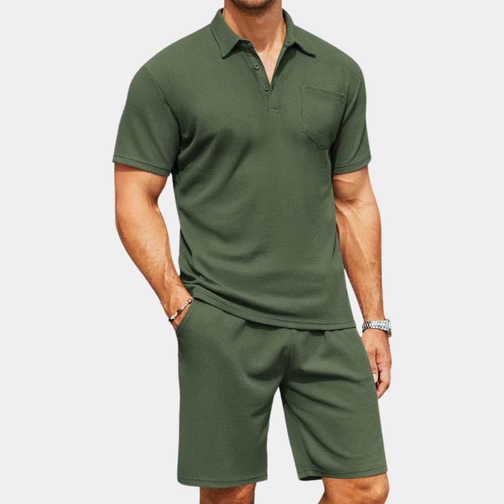 Graham | Stijlvolle Zwarte Polo & Shorts Set