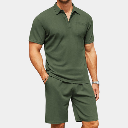 Graham | Stijlvolle Zwarte Polo & Shorts Set