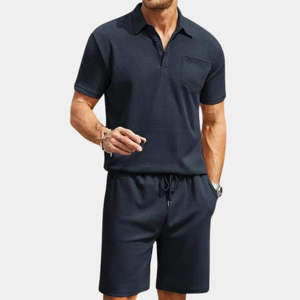 Graham | Stijlvolle Zwarte Polo & Shorts Set