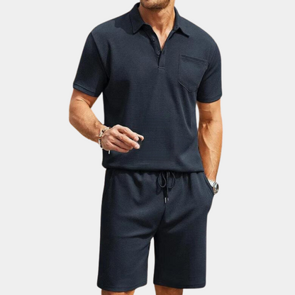 Graham | Stijlvolle Zwarte Polo & Shorts Set