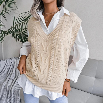 Eloise | Klassiek Kabelgebreid Trui Vest