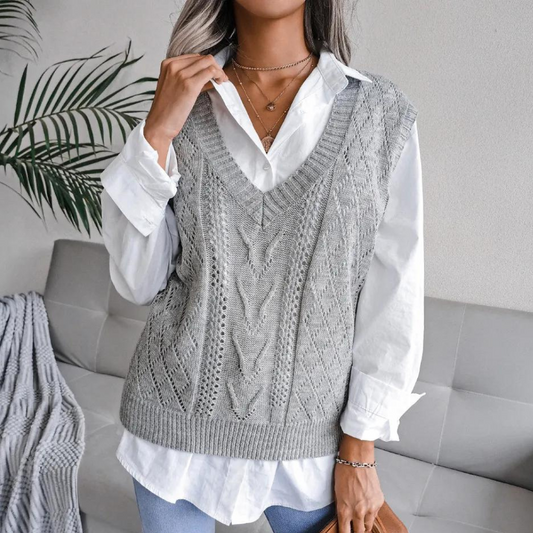 Eloise | Klassiek Kabelgebreid Trui Vest