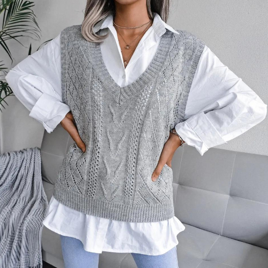 Eloise | Klassiek Kabelgebreid Trui Vest