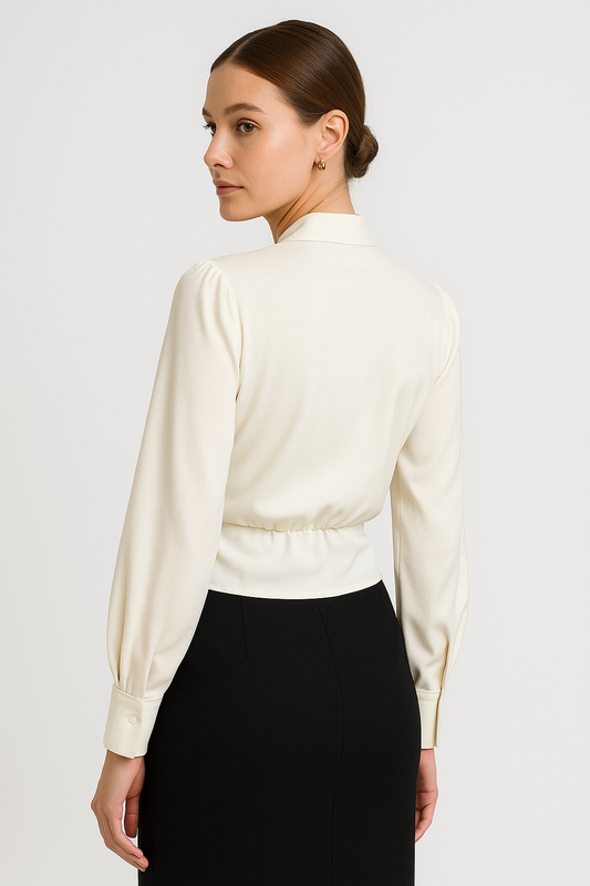 Annie | Elegante Gedrapeerde V-hals Blouse