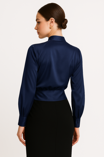 Annie | Elegante Gedrapeerde V-hals Blouse