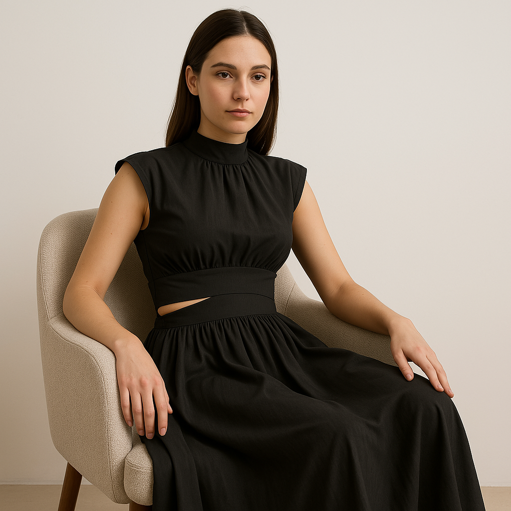 Jocelyn | Dames Maxi Jurk met Hoge Hals