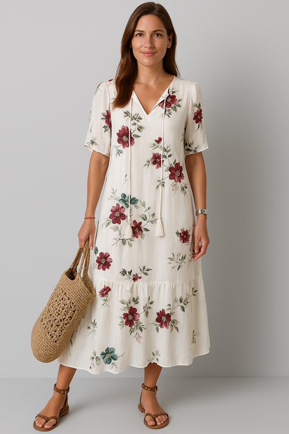 Desiree | Dames V-Hals Jurk met Print
