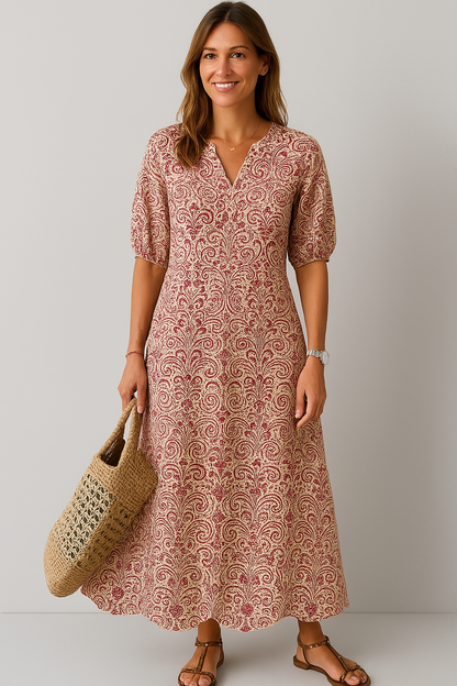 Desiree | Dames V-Hals Jurk met Print