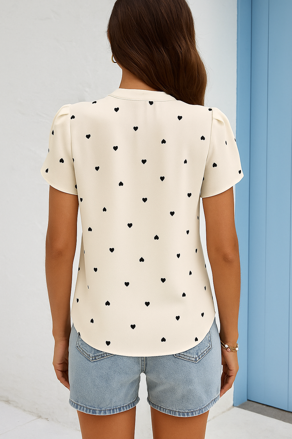 Zuri | Chique Blouse met Hartjesprint