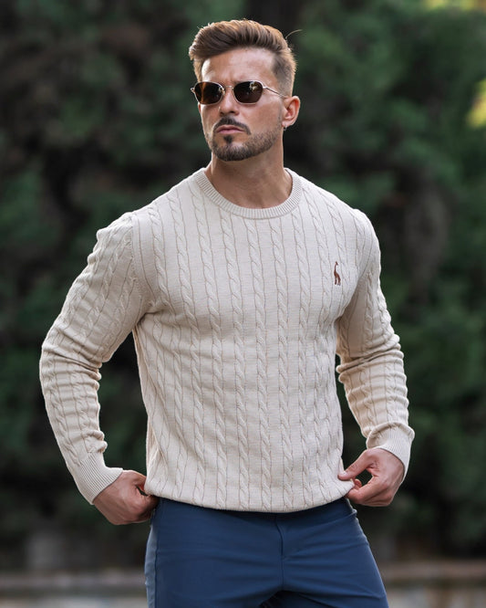Icoon | Heren kabeltrui regular fit