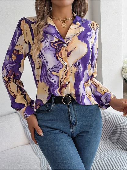 Lucy | Elegante Blouse met Marmerprint