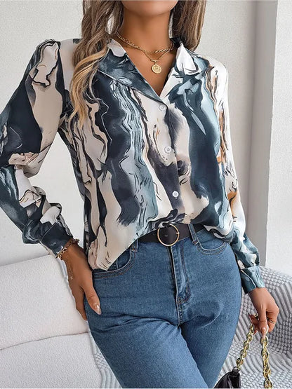 Lucy | Elegante Blouse met Marmerprint