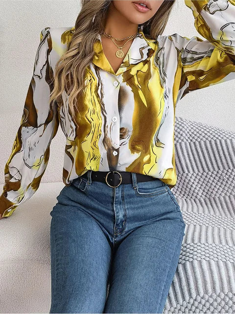 Lucy | Elegante Blouse met Marmerprint