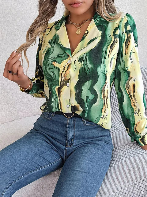 Lucy | Elegante Blouse met Marmerprint