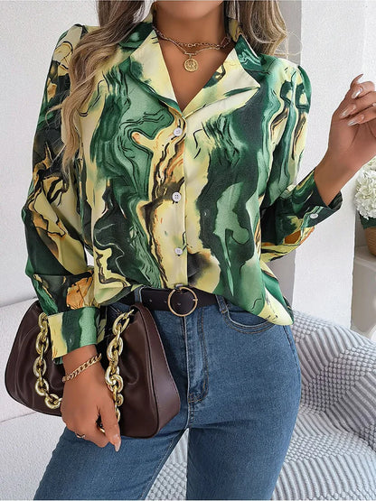 Lucy | Elegante Blouse met Marmerprint