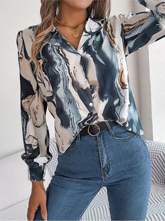 Lucy | Elegante Blouse met Marmerprint