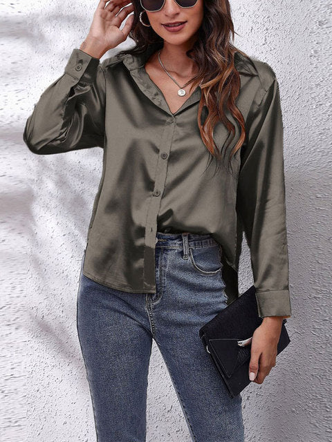 Chelsea | Satijnen Knoopblouse voor Dames
