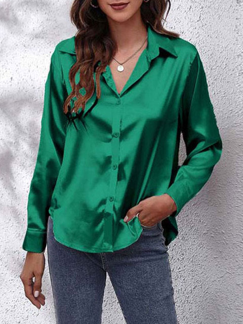 Chelsea | Satijnen Knoopblouse voor Dames