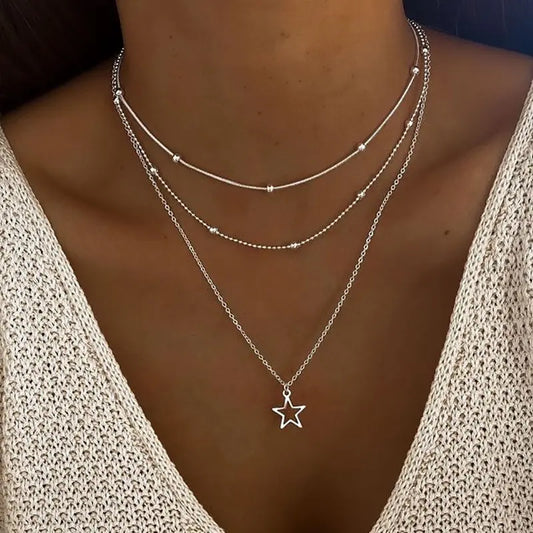 Mary | Gelaagde Zilveren Sterrenketting