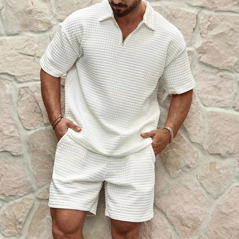 Evan | Casual Gestructureerde Polo Shorts Set