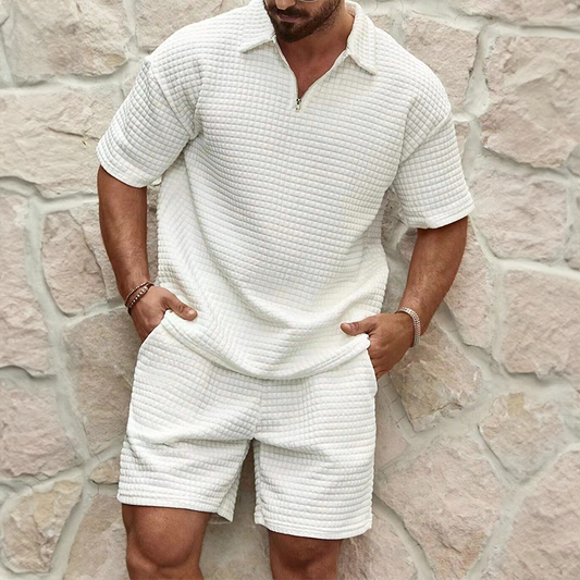 Evan | Casual Gestructureerde Polo Shorts Set