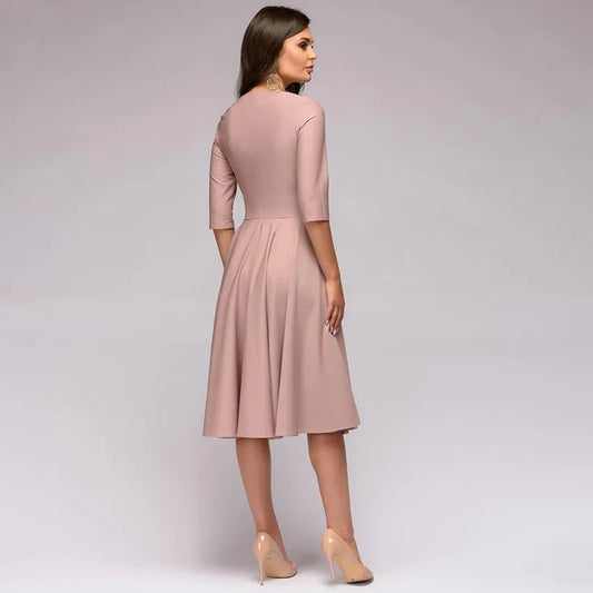Arianna | Midi Jurk met Strik Taille