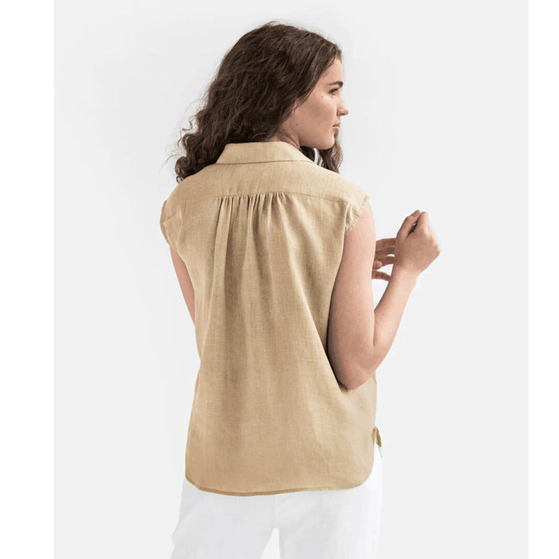 Kaitlyn | Klassieke Mouwloze Blouse met Knopen