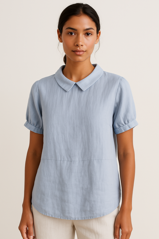 Mila | Stijlvolle Blouse met Ronde Kraag