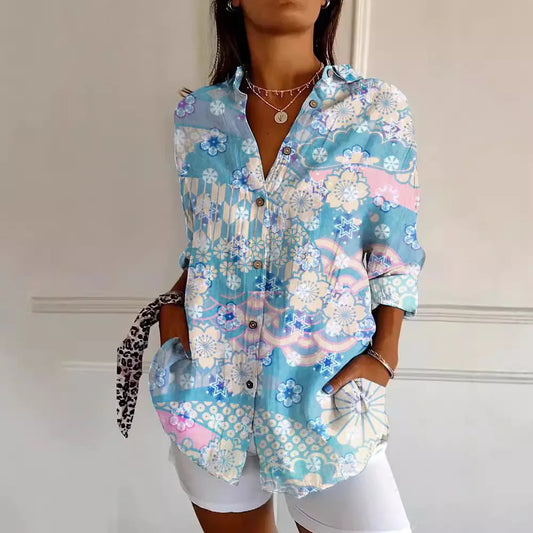 Lydia | Nautisch Shirt met Vissenprint