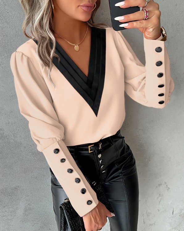 Natalie | Elegante Bluse mit Gigotärmeln und Knöpfen