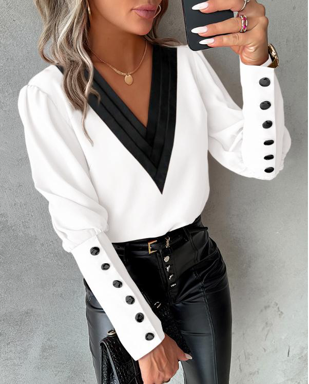 Natalie | Elegante Bluse mit Gigotärmeln und Knöpfen